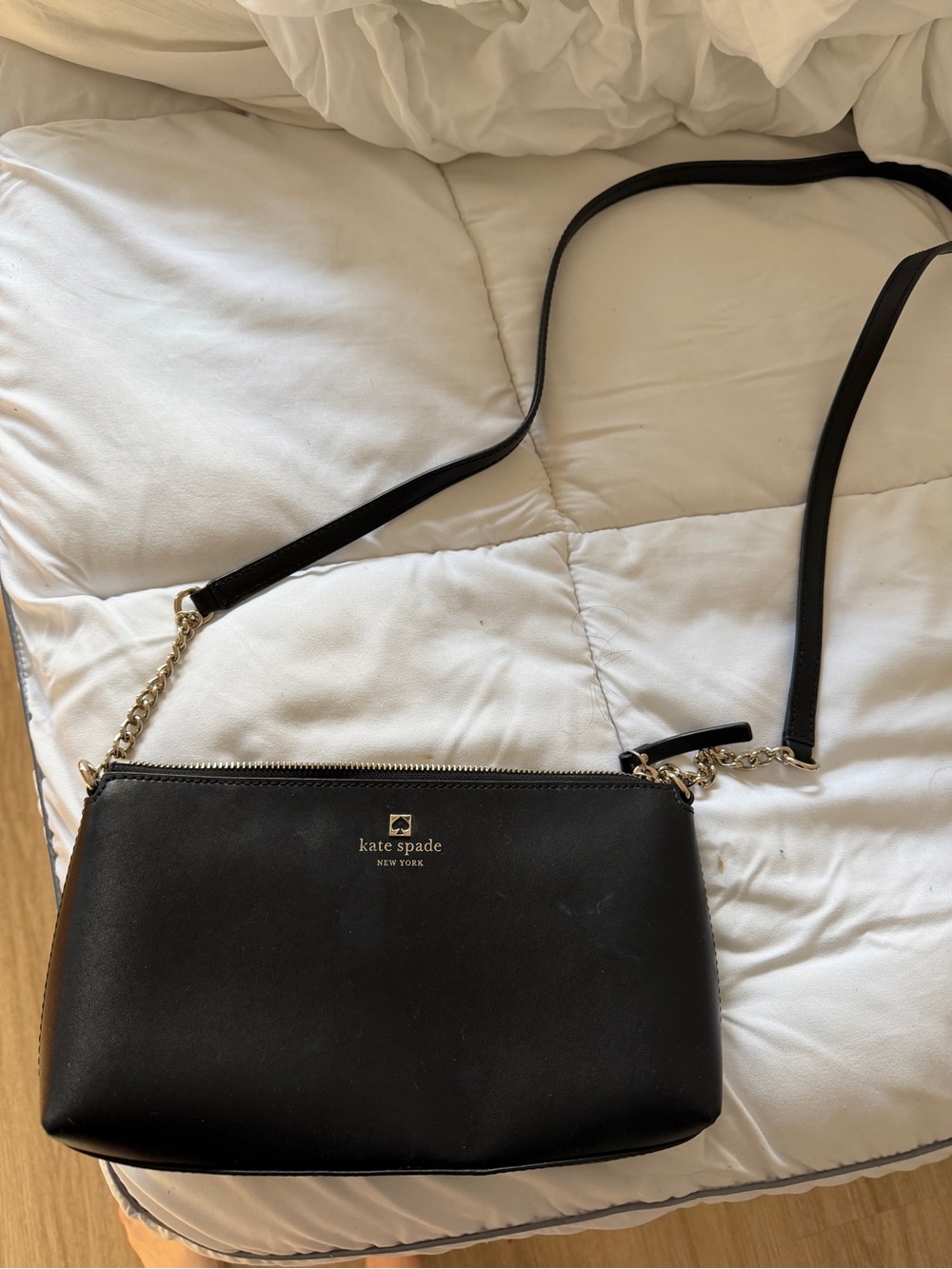 kate spade Black Leather Chain-Accent Crossbody Bag